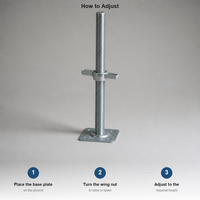 Pied de support réglable pour échafaudage, vis de nivellement galvanisée, filetage 30-35mm, hauteur 270mm 300mm 600mm, pour la construction