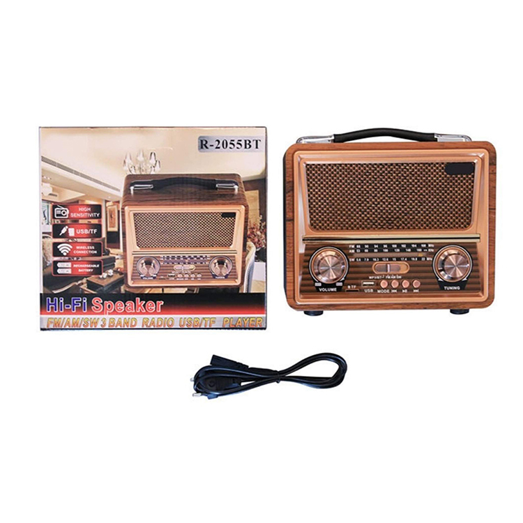 R-2055BT Retro Vintage Portable FM/AM/SW Radio Speaker with