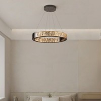 Lustre LED en cristal moderne de luxe pour escalier duplex, lumière variable tricolore, spirale circulaire, hauteur réglable, intelligent