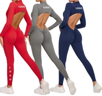 Combinaison courte pour femme à motif écossais, col rond, manches longues, séchage rapide, en Spandex/Nylon, idéale pour le yoga, la gym, le fitness, marque personnalisée
