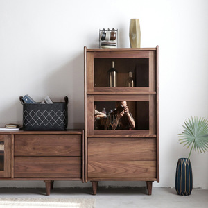 Scandinavian Solid Wood <b>Sideboard</b> 0.61x0.4x1.24 <b>Storage</b> Cabinet Modern Display Furniture - Product Image 2