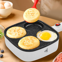 Poêle à œufs électrique antiadhésive 4 tasses, sans cuisinière, poêle à omelette en granit, poêle à frire pour le petit-déjeuner, pour œufs, crêpes, pancakes