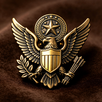 Broche en métal émaillé 3D personnalisée en usine, épinglette d'aigle, badge personnalisé avec logo animal en métal pour vêtements, chapeaux, sacs à dos
