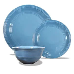 Shinning glaze stoneware dinner set 12 pieces for home popular gray glaze ceramic dinnerware for wholesale