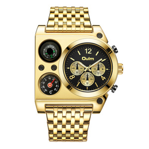 Montre homme OULM Luxury 9315, affichage de la boussole et de la température, <span class=keywords><strong>mouvement</strong></span> à trois fuseaux horaires, <span class=keywords><strong>grand</strong></span> cadran, quartz, montre-bracelet pour homme d'affaires - Product Image 1
