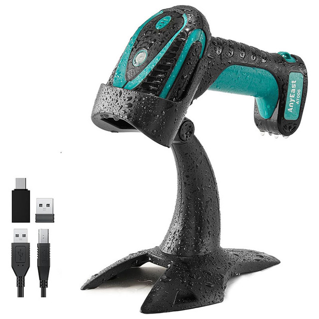 Anyeast Industrial 1D 2D QR USB Bar Code Reader Bluetooth Wireless Barcode Scanner with Stand for Android IOS Windows Mac