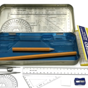 Offres promotionnelles mondiales : Ensemble mathématique de 13 pièces, Trousse de dessin technique en métal pour enfants, fournitures scolaires - Product Image 3