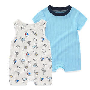 Mameluco sin mangas de verano para niños, mono 100% de algodón para bebé recién nacido, traje para gatear con cierre de botón transfronterizo - Product Image 4