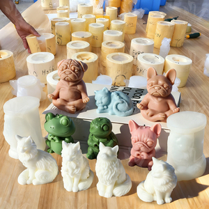 Molde de Silicona para Velas Aromáticas J10-536, Diseño de Gato <span class=keywords><strong>Maine</strong></span> <span class=keywords><strong>Coon</strong></span>, Perro, Rana, Tortuga, Molde para Resina, Yeso y Figuras de Gatitos Sentados - Product Image 2