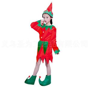 MS Factory Direct <b>Elf</b> Party Christmas Cosplay <b>Costume</b> Xmas Red Green Print Masquerade Clothing - Product Image 3
