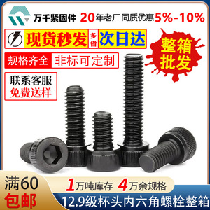 Wanqian Fasteners Metric Cup Head Hex Socket Cap Screws DIN912 12.9 Grade Fully Threaded Black Anodized High Strength Bolts - Product Image 4