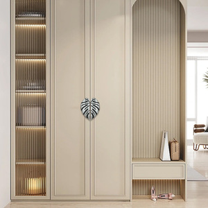 Leaf-Shaped Furniture Handle Zinc Alloy Novelty Design Scandinavian Style For Wardrobe Cabinet <b>Doors</b> Durable <b>Door</b> <b>Knob</b> - Product Image 2