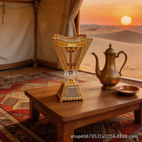 Brûleur d'encens métallique creux électroplaqué, style arabe du Moyen-Orient, pour aromathérapie religieuse transfrontalière, pour la maison et le bureau DY-H6214
