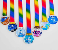 Médaille de course de marathon de sport rond avec logo personnalisé personnalisé Plaque en cristal Médailles en cristal gravées avec impression UV personnalisées