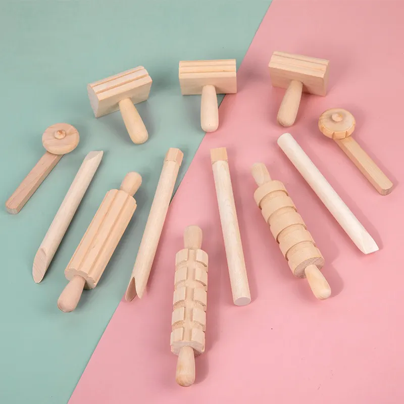 Mumoni 12 Stück Set Play dough Roller Werkzeuge DIY Backwerk zeug Holz Plastilin Ton Werkzeuge