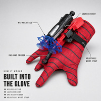 Gant Lanceur de Toiles d'Araignée Jouet, Ensemble de Lancement au Poignet, Projectiles de Toile Bleus, Sangle Réglable, pour Enfants, Fêtes Cosplay, Vente en Gros OEM
