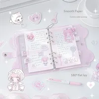 Carnet à feuilles mobiles A6 RosyPosy Pumpum Cat Ear, rose à pois transparent, style coréen mignon pour jeunes femmes, agenda
