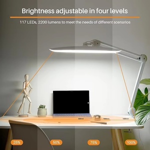Lampe de bureau LED pour ongles avec pince, 117 LED, 2200 lumens, bras pivotant en métal de 20 pouces, lampe de travail à intensité réglable pour la lecture, le bureau - Product Image 3