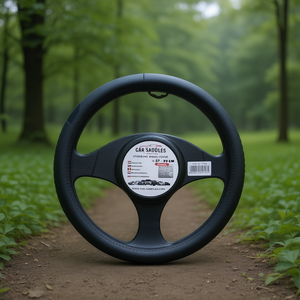 ปลอกหุ้มพวงมาลัยรถยนต์ 37-39 ซม. สีดำพรีเมียมสำหรับรถยนต์ - Product Image 3