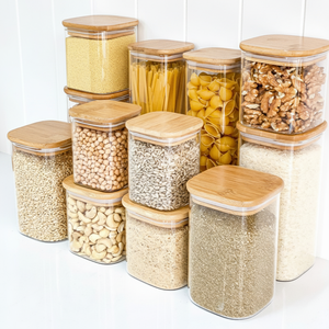 Frasco de Vidrio de Borosilicato Alto para Almacenamiento de Alimentos, Diseño Nórdico, Ecológico y Resistente al Calor con Tapa de Bambú, Ideal para Graduación - Product Image 1