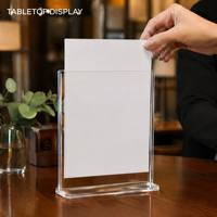 Exhibidores Acrílicos Personalizados, Soporte Vertical para Menús con Base Estable para Restaurantes, Cafeterías y Mostradores de Venta Minorista