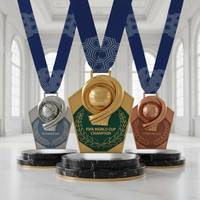 Médailles de course personnalisées Sojagy en alliage de zinc plaqué or 3D avec rubans pour les vainqueurs et champions de marathon