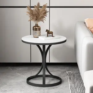 客厅现代北欧金属腿圆形咖啡边桌