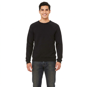 Sweat-shirts à manches longues de couleur noire 3901 en molleton éponge à col rond, prix de gros du fabricant - Product Image 1
