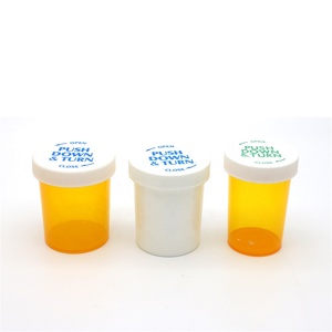20DR ready stocked orange PP plastic dispenser pill bottles for child resistant packaging vitamin capsule vials with CRC lids