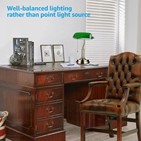 Lampe de bureau verte en verre teinté, style banquier, pour bureau, chambre, lecture et décoration