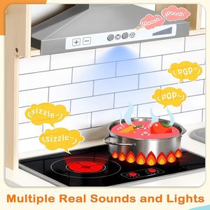 Set Giocattolo da <span class=keywords><strong>Cucina</strong></span> in Legno Stile Francese Personalizzato 18 Pezzi per Bambini, <span class=keywords><strong>Gioco</strong></span> di Ruolo Chef Sicuro e Innocuo - Product Image 4