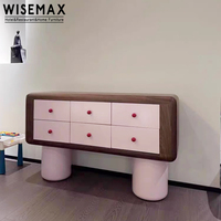 WISEMAX FURNITURE Armoire console nordique en bois laqué pour l'entrée de la maison Article rose Armoire à six tiroirs pour appartement