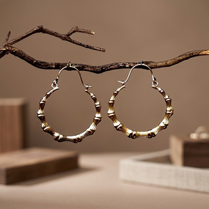 Boucles d'oreilles en laiton de bambou pour femmes, bijoux sous forme d'os - Product Image 3