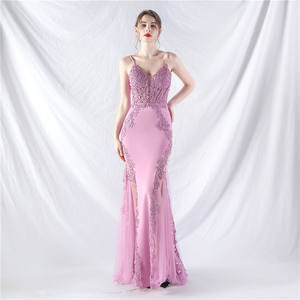 Luxe Vrouwen Maxi Prom Lange Jurk Tule Elegante Zeemeermin Feest Lange Applique Zacht Satijn Avondjurken - Product Image 6