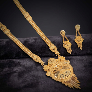 Wholesale Brass 14K 18K 24K Gold Long Fashion Necklaces Forming Long Necklaces Traditional Floral Design Gold Filled Jewelry Set - Product Image 5