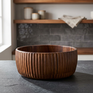 BS International Collectable Acacia Wood Handmade Eco-Friendly Classic Design <b>Portable</b> Lightweight 800ml Capacity Food Bowl - Product Image 2