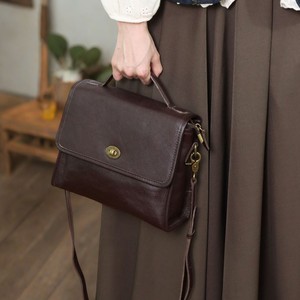 Nasman's Chinese Retro Durable Messenger <b>Bag</b> Top-Grain Leather Flap Closure Women's Crossbody Handbag Everyday Use Brown Coffee - Product Image 4