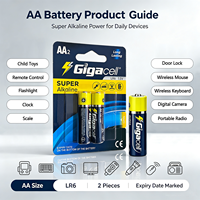 Pila Seca GigaCell 1.5V Súper Alcalina LR6 Tamaño AA en Blíster, Marcas de Pilas OEM, Juguetes Educativos