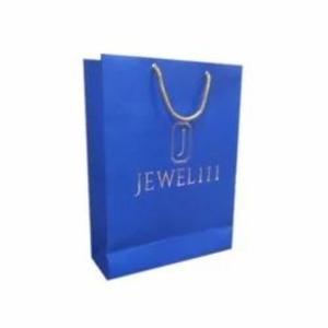 JEWELIII Blue Art Paper Shopping <b>Bag</b> With Twisted Handles Embossing Logo Luxury Jewelry Packaging Standard Flat <b>Bag</b> - Product Image 4