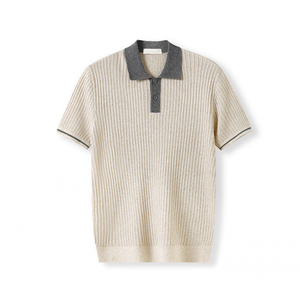 Pull à manches courtes pour homme, style Old Money <span class=keywords><strong>de</strong></span> luxe, logo personnalisé, 100% coton, tricot torsadé, respirant, anti-rides, séchage rapide, automne - Product Image 1