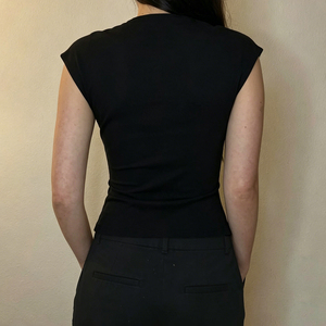 Camiseta de punto sin mangas con bloques de color Y2K para mujer, con botones y fruncido, estilo clubwear, blusa de verano de moda urbana, ¡gran oferta! - Product Image 6