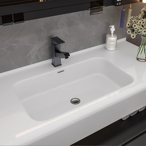 Meuble de salle de bain moderne et simple avec vasque intégrée, combinaison lavabo et rangement intelligent - Product Image 4