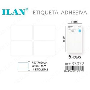 Etichetta Adesiva Rettangolare 48x69 mm, 4 Pezzi per Foglio, 6 Fogli - Product Image 2
