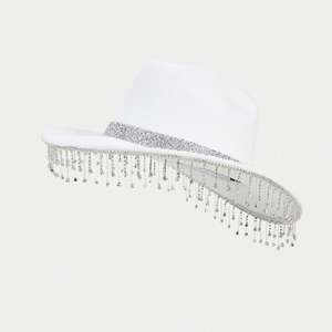 Sombreros de Fiesta Estilo Vaquero Occidental al por Mayor con Borlas de Diamantes de Imitación Negros para Exteriores Casuales - Product Image 2