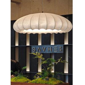 Lustre rond couleur crème 60cm 80cm 100cm à économie d'énergie E27 à six têtes pour la maison, le salon, l'hôtel, le restaurant - Product Image 4