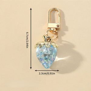 Keychain Transparent 3D <b>Sweet</b> Strawberry Square Keychain Bag Pendant PVC Acrylic Material <b>Sweet</b> <b>Personalized</b> Keychain - Product Image 5
