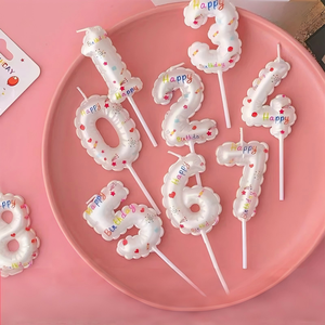 Velas de <span class=keywords><strong>Cumpleaños</strong></span> con Forma de Globo, Números del 0 al 9, de Cera de Parafina, Adornos para Pasteles con Empaque Individual para Fiestas de <span class=keywords><strong>Cumpleaños</strong></span>, Venta al Por Mayor - Product Image 2