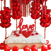 Ensemble de ballons en forme de cœur en feuille d'aluminium rouge, décoration de fête pour mariage, Saint-Valentin, anniversaire, événement
