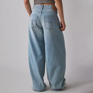<span class=keywords><strong>Yuze</strong></span> SL028 Jean baggy taille basse pour femme, coupe large, en denim coton élasthanne délavé, OEM ODM - Product Image 3