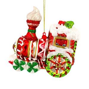 Zhengtian 크리스마스 이브 파티 장식 고급 빈티지 실내 유리 사탕 반짝이 기차 빨간 머리 모양 상자 포장 가정 사용 - Product Image 1